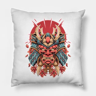 Oni Mask Samurai Pillow