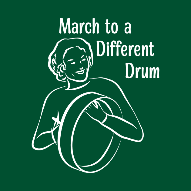 March to a Different Drum - Curly Haired Bodhran Player - white by LadyCaro1