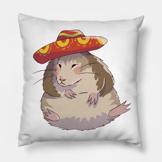 Fat rat with a hat Pillow by annoyingarts