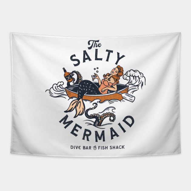 The Salty Mermaid Vintage Tapestry by bianbagus