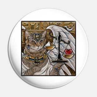 Egyptian Cat With Scale - Black Outlined Design Pin