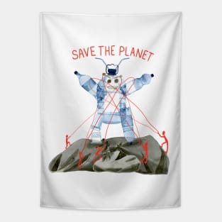 Save the planet - garbage monster Tapestry