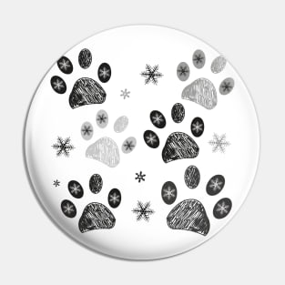 Paw prints with snowflakes Pin