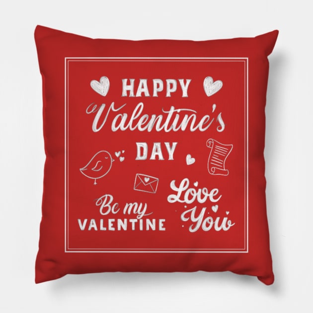 happy valentines day Pillow by Vitarisa Tees