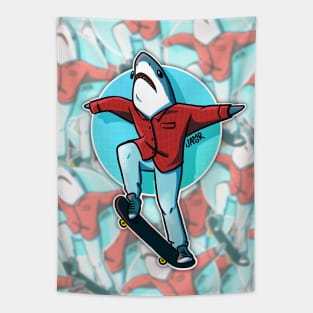 Skate Shark Pattern Tapestry