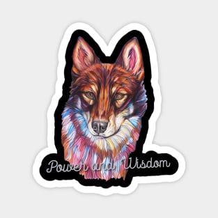 Power and Wisdom, Colorful Wolf Face Magnet