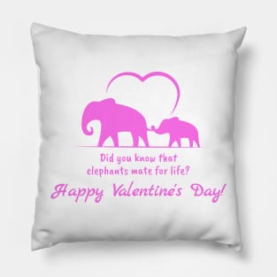 Elephants mate for life! Valentines Design Pillow