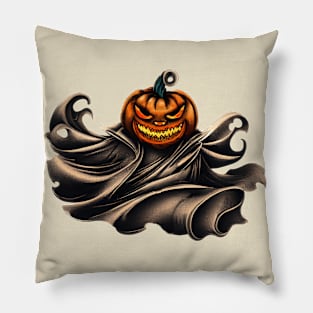 Vintage cloaked halloween pumpkin Pillow