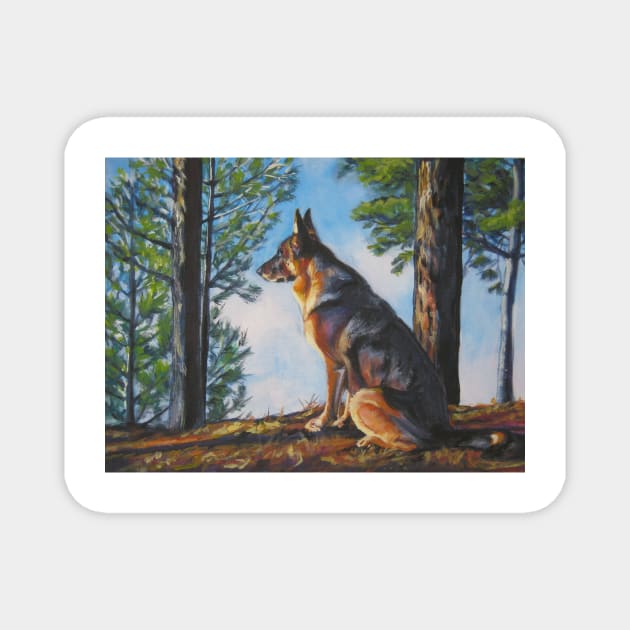 German Shepherd Fine Art Painting Magnet by LASHEPARD