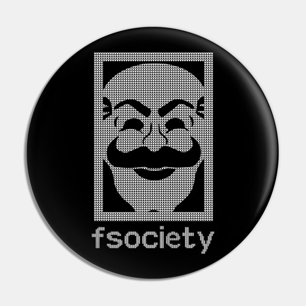 Mr Robot Fsociety Christmas Knit Pattern Pin by Bevatron