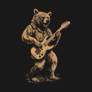 Bear Playing Electric Guitar Rock Music T-Shirt