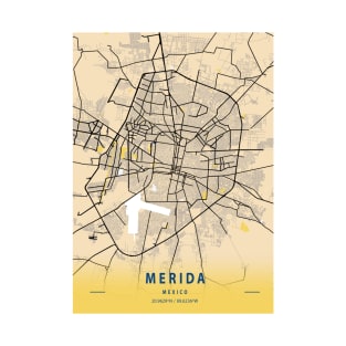 Merida - Mexico Yellow City Map T-Shirt