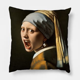 Empowerment Portrait: Pearl Earring Girl Advocates on Women's Day Pillow