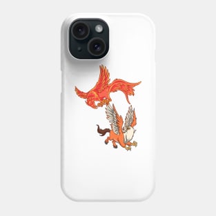 Animals of mythology - Phoenix vs Hippogryph Phone Case