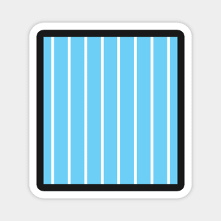 Narrow turquoise and white stripes 2 Magnet