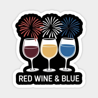 Red White Blue Wine Glasses 4th of July wine Red Wine & Blue Magnet