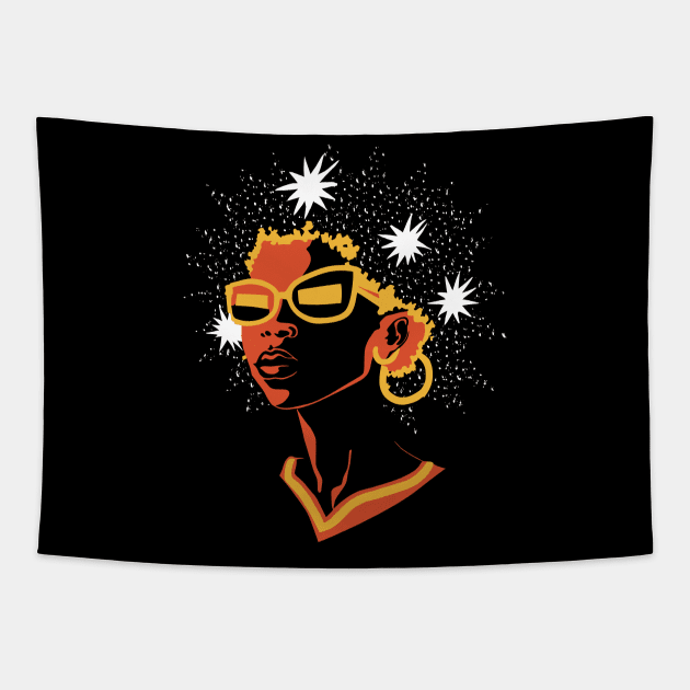 African American Woman Tapestry by Apocatnipse Meow