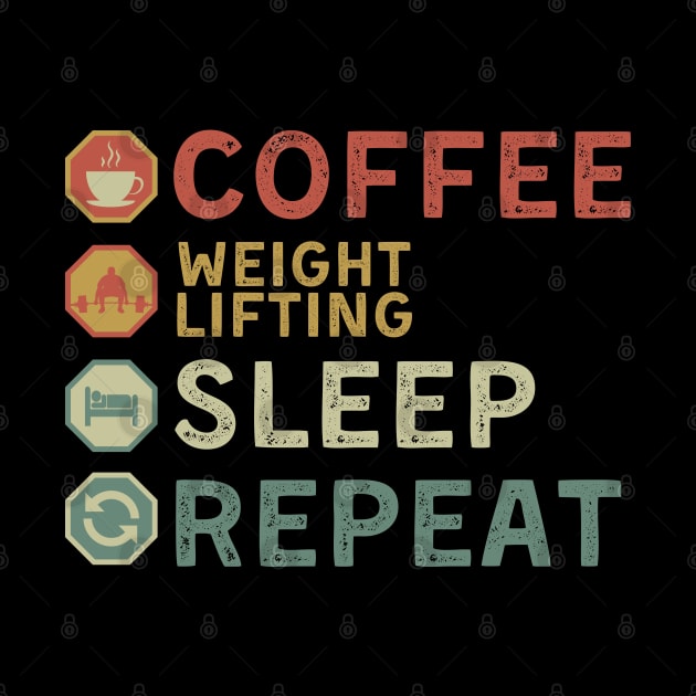 coffee weightlifting sleep repeat by Myartstor 