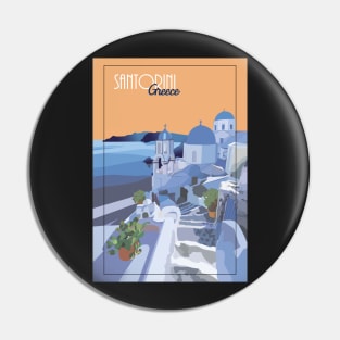 Santorini Greece Illustration Pin