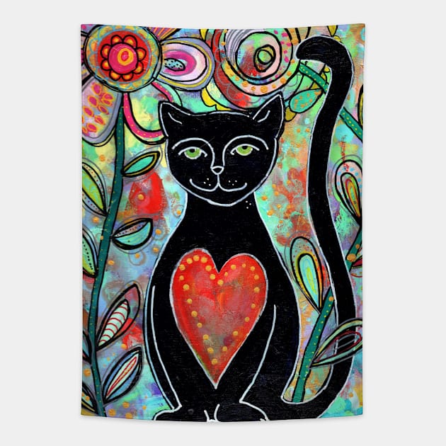 Black Cat Love Tapestry by gaea