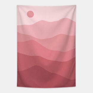 Pink Mountains Landscape Minimalist Boho Tapestry