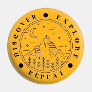 Discover Explore Repeat Vintage Minimal Line Art Adventurer Pin