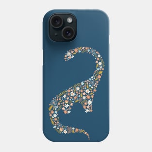 Floral Brontosaurus in Blue + Coral Phone Case