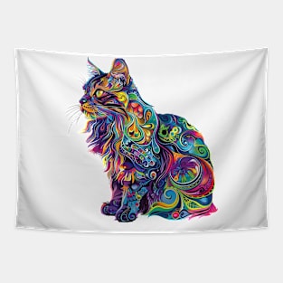 Psychedelic Cat Tapestry