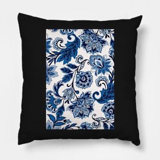 Blue & White Flower Pattern Pillow