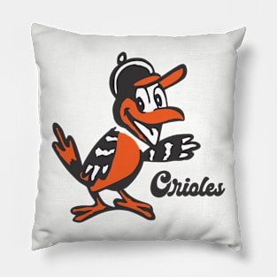 Baltimore Orioles Bird Vintage Retro Baseball Pillow