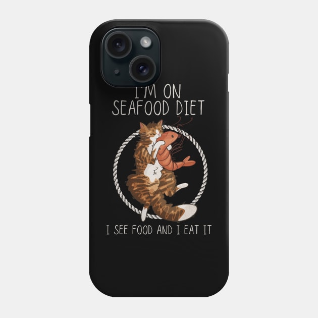 I’m on Seafood Diet - Red Cat with Shrimp Phone Case by Feline Emporium