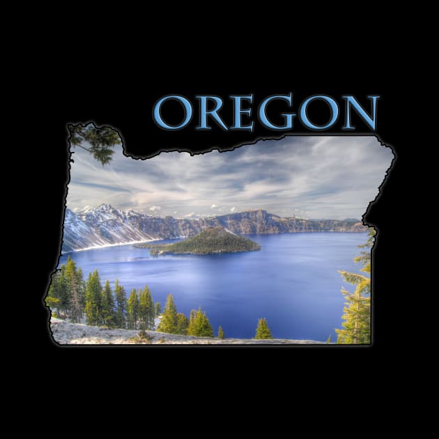 Oregon State Outline (Crater Lake & Wizard Island) by gorff