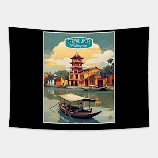 Hoi An Vietnam Vintage Travel and Tourism Advertising Print Tapestry