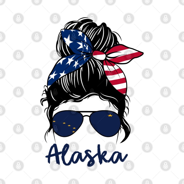 Alaska girl Messy bun , American Girl , Alaska Flag by JayD World