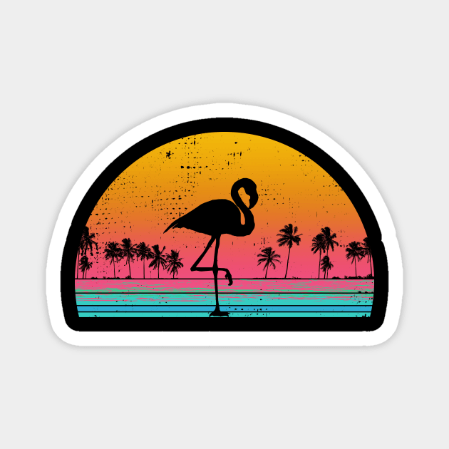 Flamingo Retro Vaporwave 80s Sunset Magnet by Radarek_Design