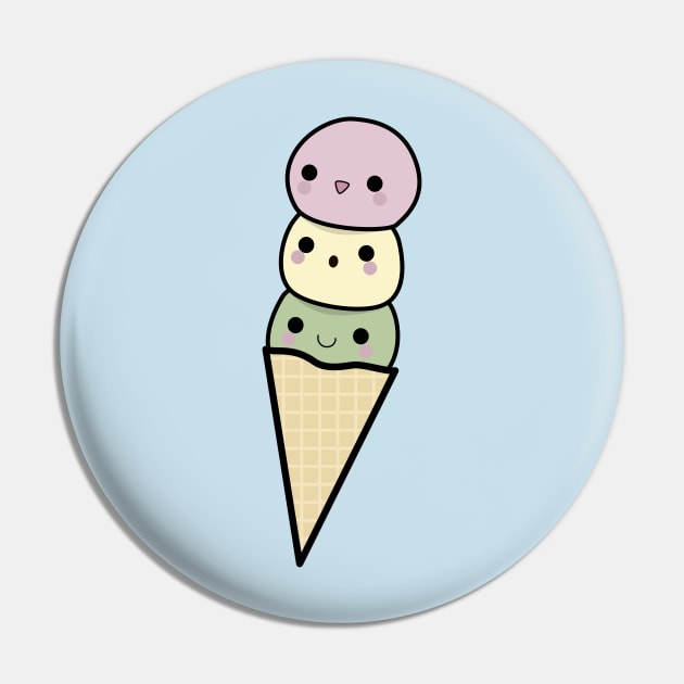 Kawaii Ice Cream Cone T-Shirt Pin by happinessinatee