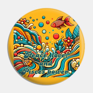 zodiac sign Pisces in 60s style Pin