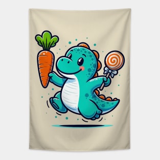 Dino Love Both Candy and Carrot Tapestry