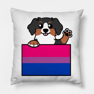 Love is Love Puppy - Bernese - Bi Pride Flag Pillow