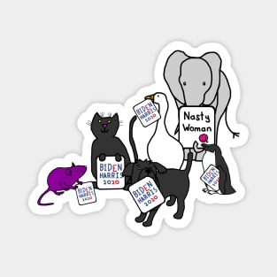 Animals with Biden Harris Signs Supporting Kamala Harris Magnet