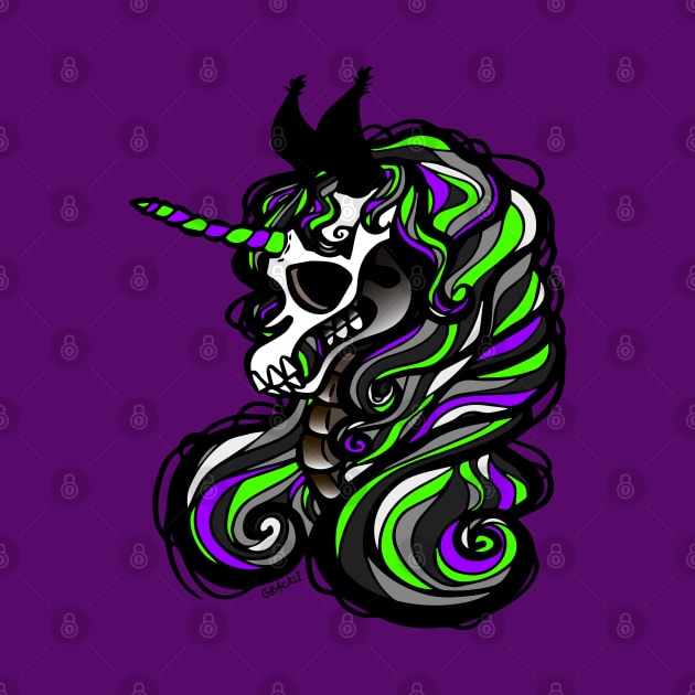 Unicorn Skeleton (Purple and Green Version) by Jan Grackle