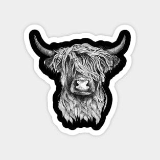 Highland Cow illustration tattoo style Magnet