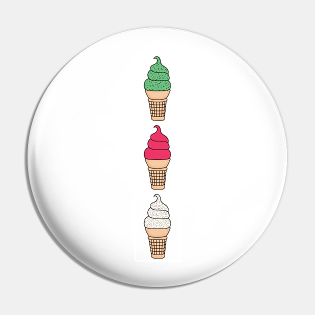 Ice Cream Lover. Mint Chocolate Chip, Strawberry, Vanilla with Sprinkles Pin by PLLDesigns