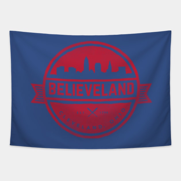 Believeland (Red) Tapestry by kaitlinmeme