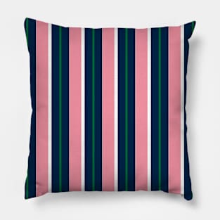 Navy, Pink, Green, White Preppy Stripes Pillow