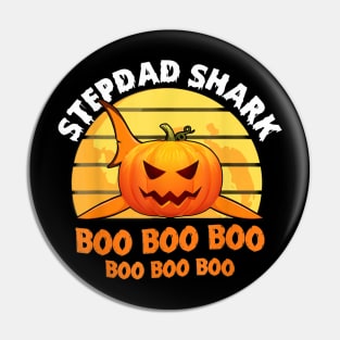 Mens Mens Stepdad Shark Boo Tshirt Pumpkin Halloween Gift Pin