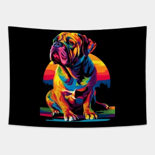 Bullmastiff Dog Sunset Pop Art Tapestry