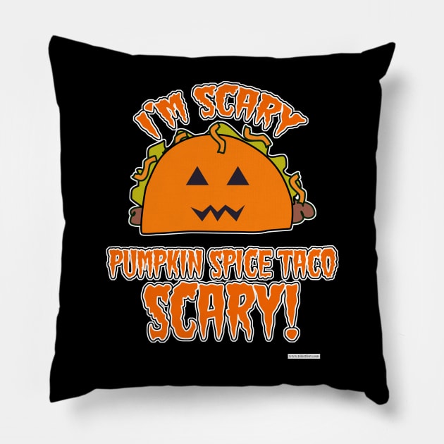 Pumpkin Spice Taco Scary Halloween Vibes Pillow by Tshirtfort