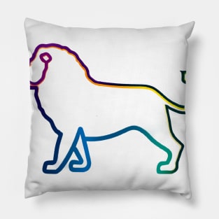 Cute Color Gradient Lion Shape Outline Drawing Pillow