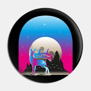 Cute Deer at night with Moon Pin